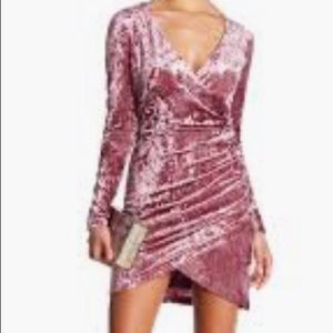 Tea & cup crushed pink velvet dress